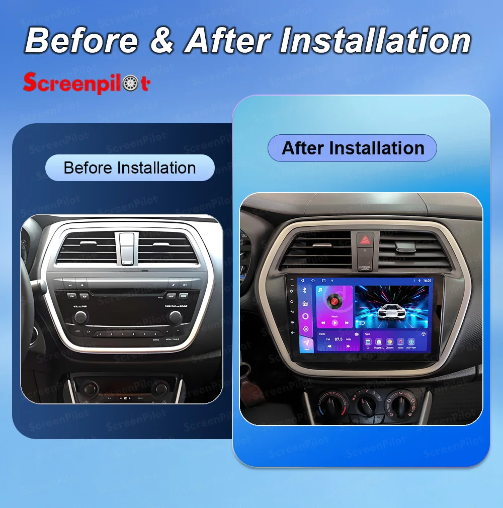 Android 16 Car Radio Stereo Head Unit For Suzuki SX4 S-Cross 2014-2017  Multimedia Video Player GPS Navigation QLED Touch Screen