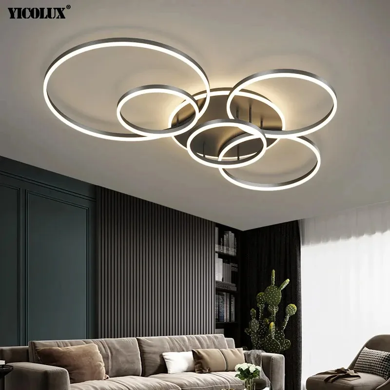 Modern Rings LED Ceiling Lamp Living Room Chandelier Home Office Study Bedroom Pendant Lamp Parlor Foyer Lustres Home Decoration