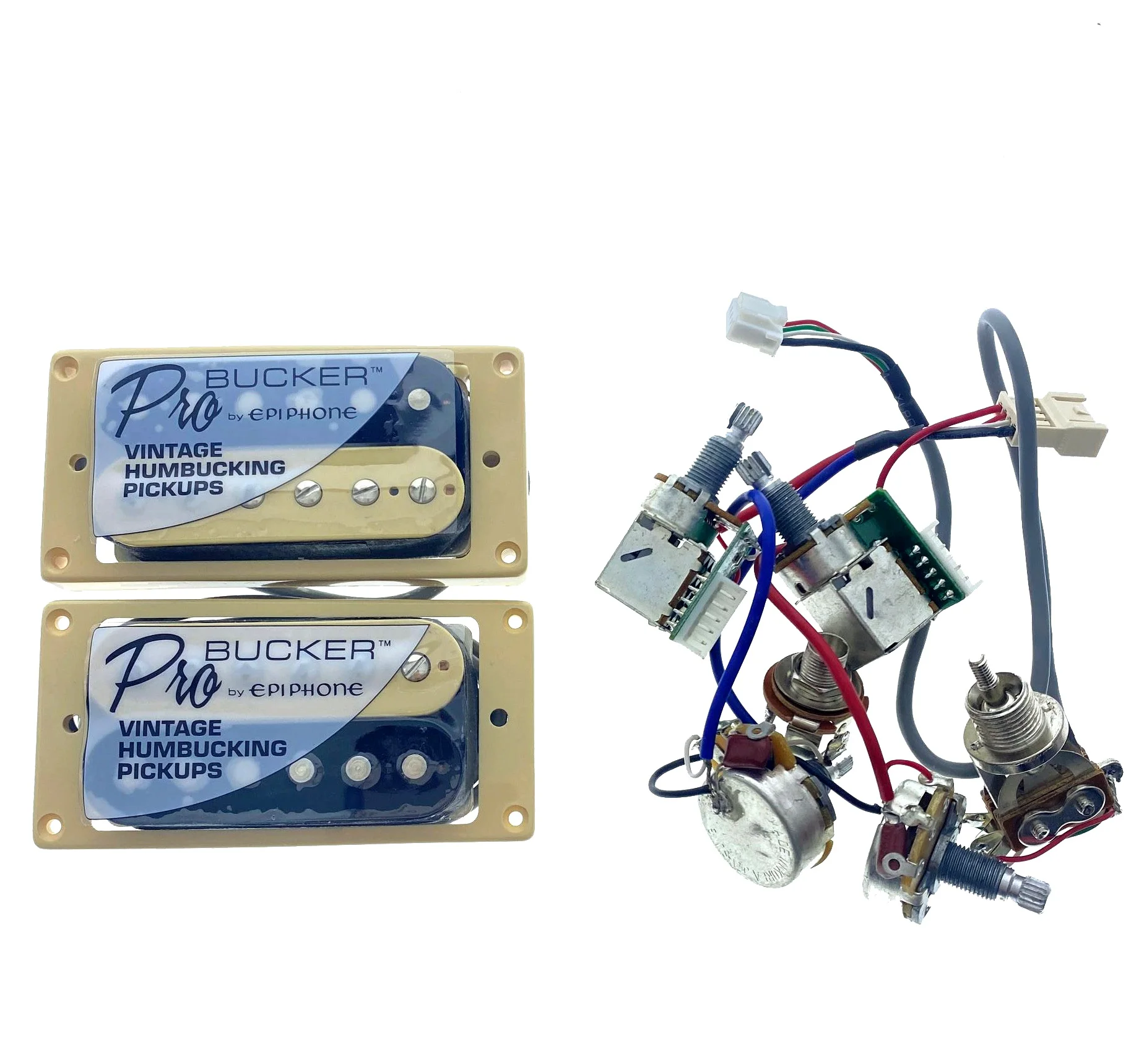 Set of 2 Zebra Original Epi LP SG Electric Guitar ProBucker Humbucker Pickup with Wiring Harness QUICK CONNECT