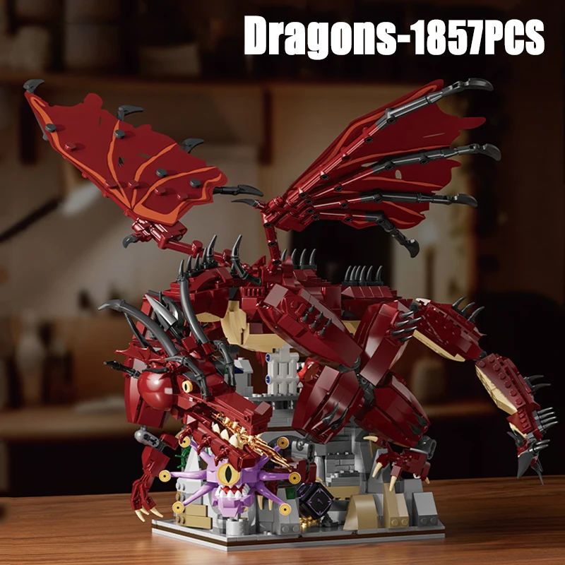 

1857 шт., наборы строительных блоков с драконом, модель Dungeon, кирпичи, креативные украшения, идея «сделай сам», игрушки для детей и взрослых, праздничные подарки