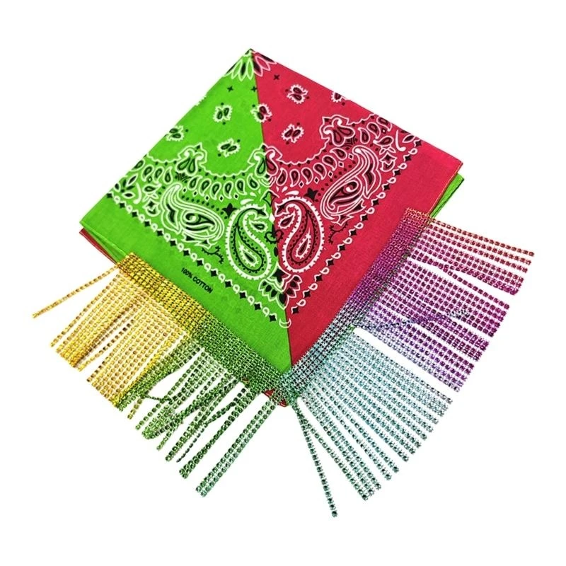 

X5XA Women Kerchief with Tassels Decor, Cashew Headwrap Scarf Square Headscarf Sunproof Bandana Scarf Comfortable