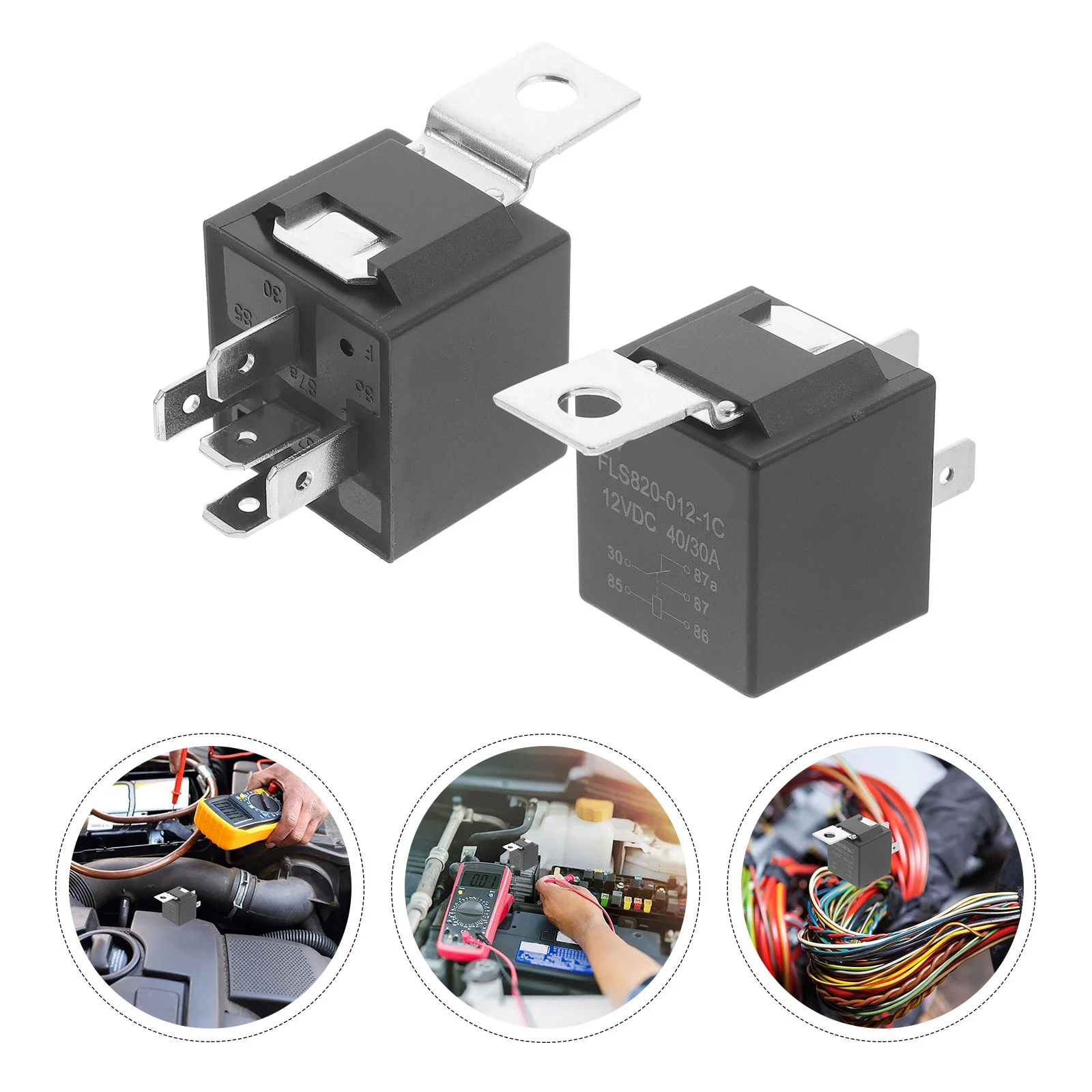 

2 Pcs 5 Pin Relay Automotive Constant Duty Starter Replacement Accessory Power Relays