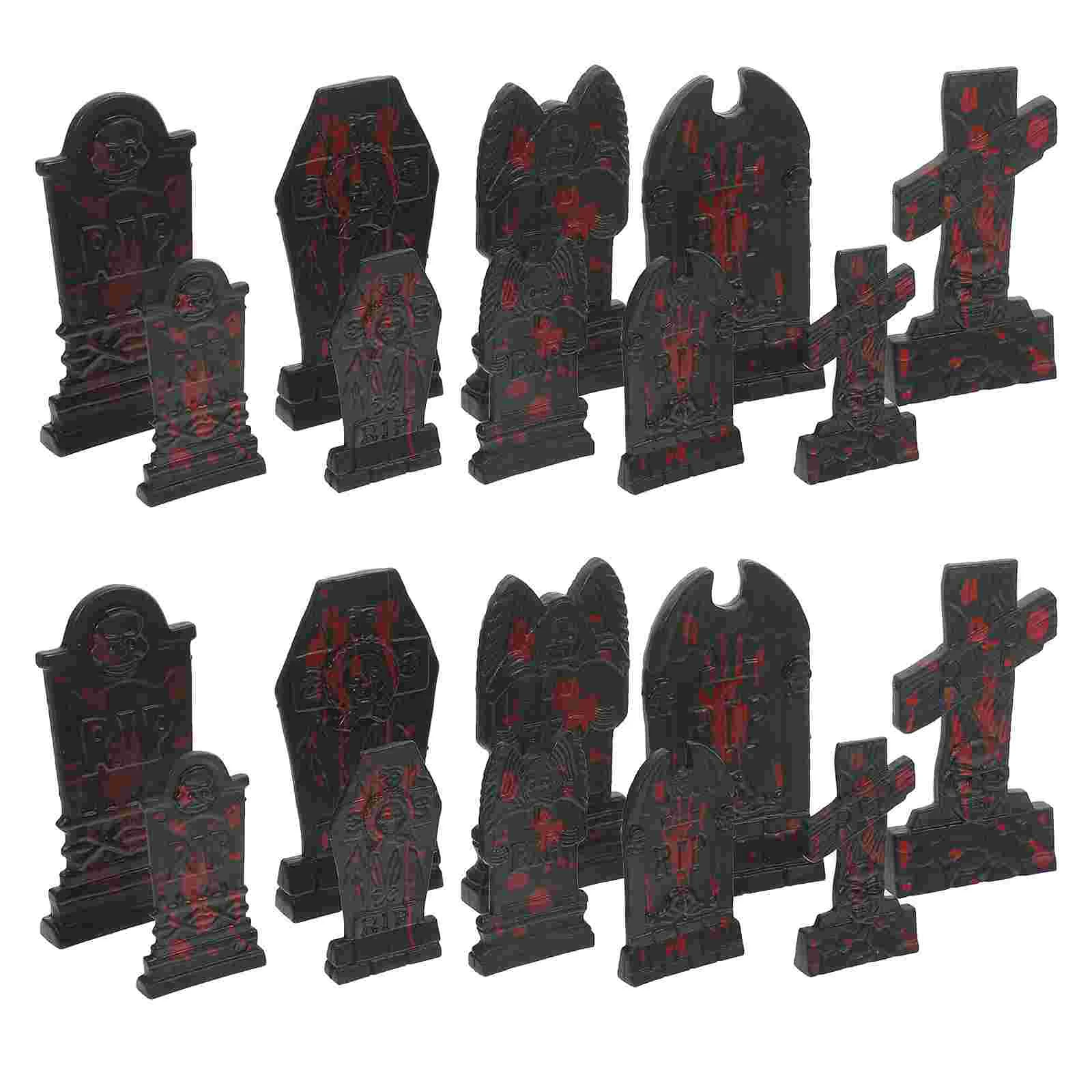 10 Pcs Halloween Gravestone Model Skull Tombstone Decoration Plastic Fake Party