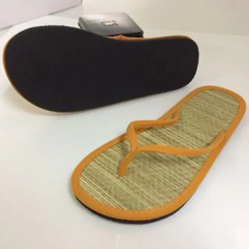 Chanclas planas de verano para mujer, cómodas sandalias antideslizantes, chanclas de ratán de bambú, zapatillas de moda para el baño del hogar