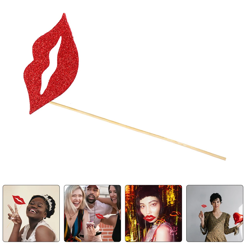 

60Pcs Red Lips Photo Booth Props Funny Mouth Photo Accessories Wedding Birthday Party Supplies Lip Selfie Props