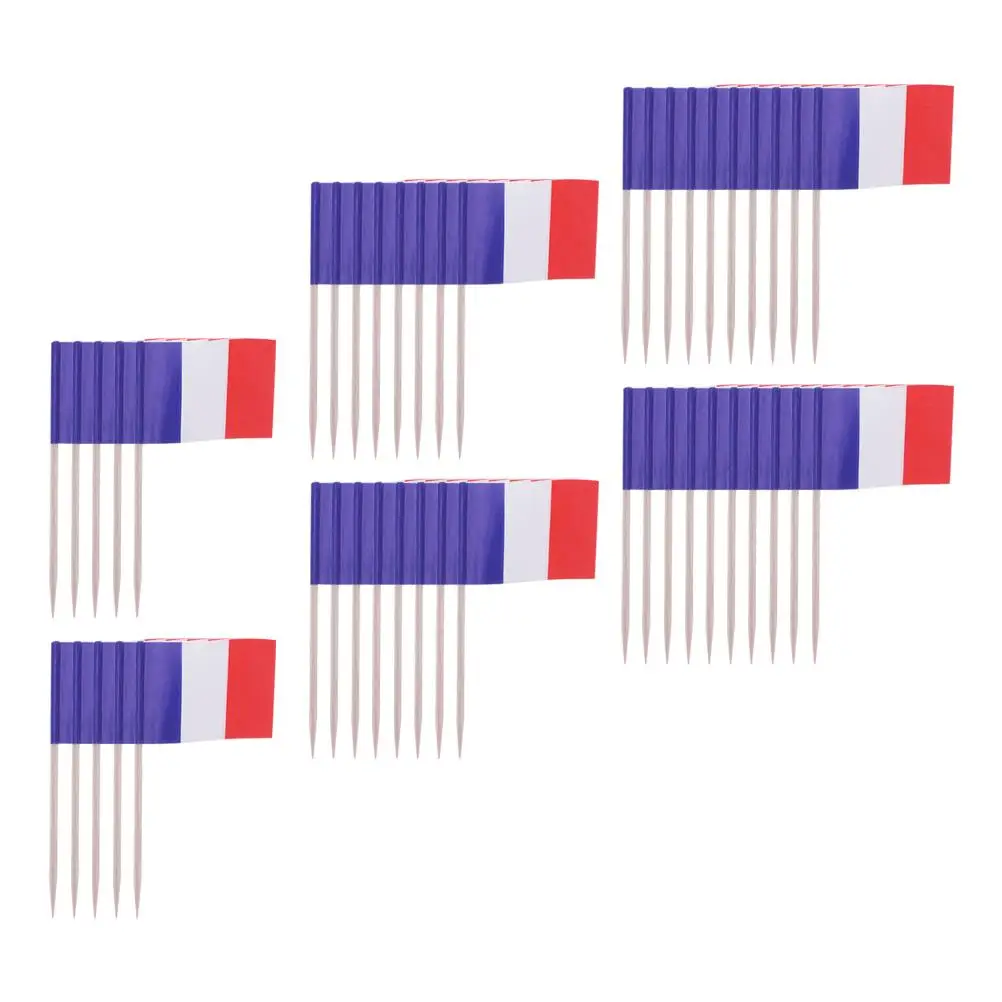 200 Stück Französische Flaggen-Stecker in Leuchtenden Farben Kuchendekoration Frankreich-Flagge Cupcake-Stecker Mini-Zahnstocher Länderflaggen – Detail 1