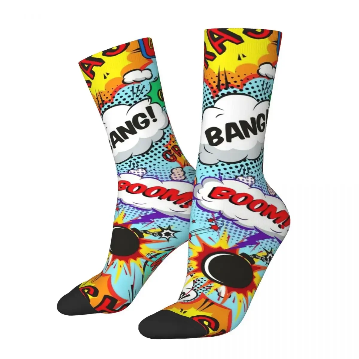 Colorful Comic Pop Art Books Socks Men Women Polyester Fashion Socks Novelty Spring Summer Autumn Winter Socks Gifts