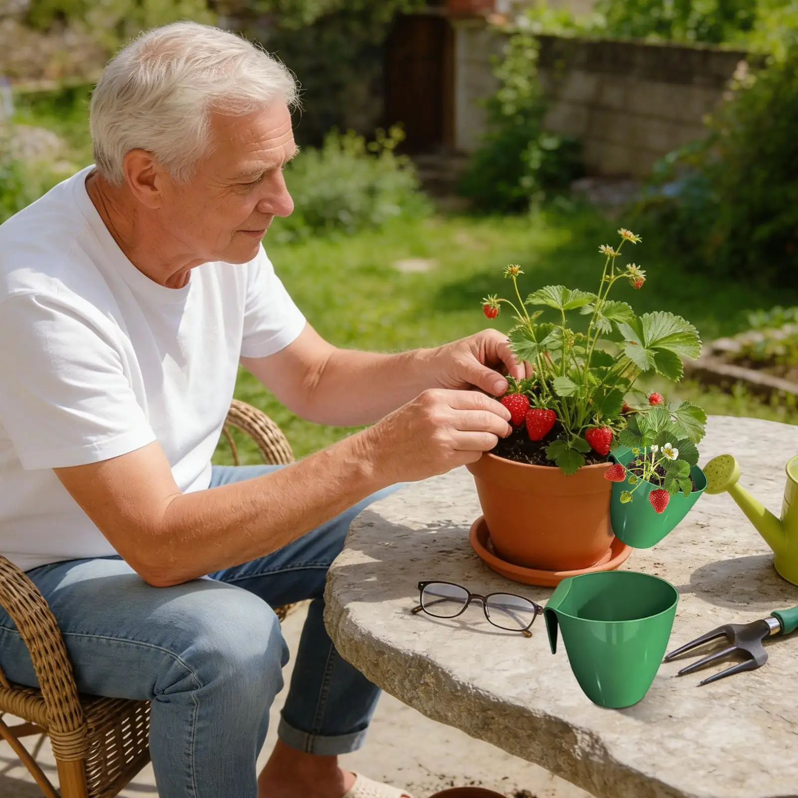 

Strawberry Roots Growing Kit Breathable Portable Planter Growing Kit With Forks Strawberry Plants Cultivation Tools For