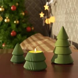 Christmas Tree Candle Jar Silicone Mold for Plaster Candle Vesssel with Lid Concrete and Jesmonit Mould Christmas Home Decor