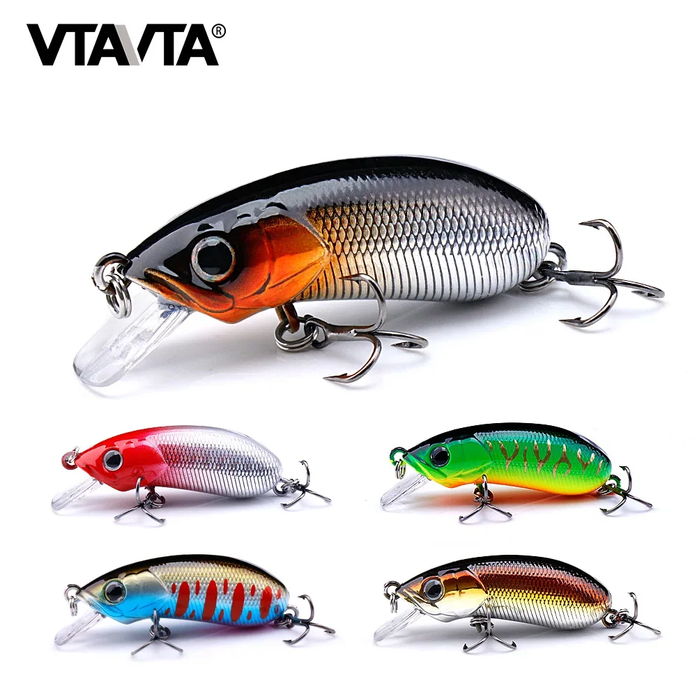 

VTAVTA Mini Laser Minnow Wobbler Crankbait Fishing Lure 50mm 7.5g Artificial Swim Hard Bait Carp Mandarin Fake Fishing Tackle