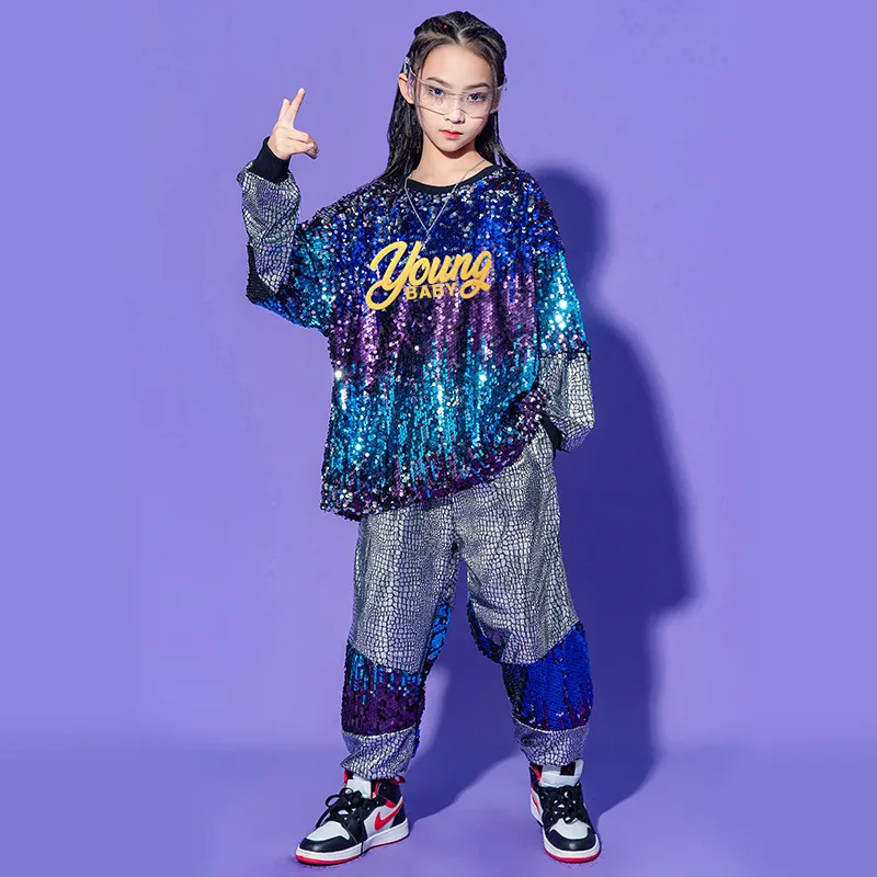 Kids Ballroom Dancing Clothes Hip Hop Costumes for Girls Boys Jazz Stage Outfits Dancewear Party Street Dance Wear T Shirt Pants