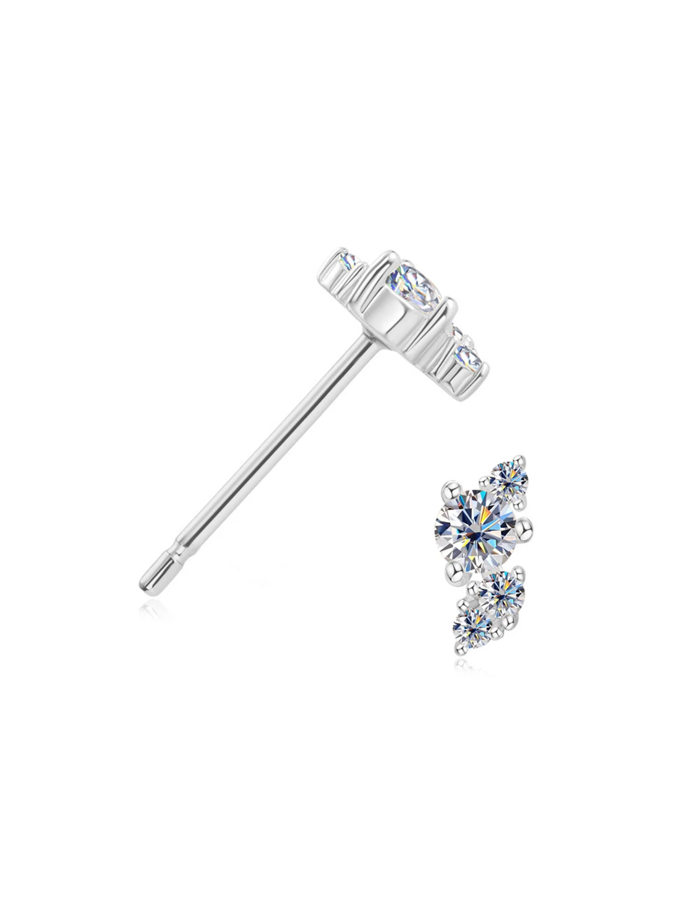 

Серьги-гвоздики из серебра S925 премиум-класса с цирконами 5А, геометрический ромб, гипоаллергенные, для женщин, подарочная коробка для пары