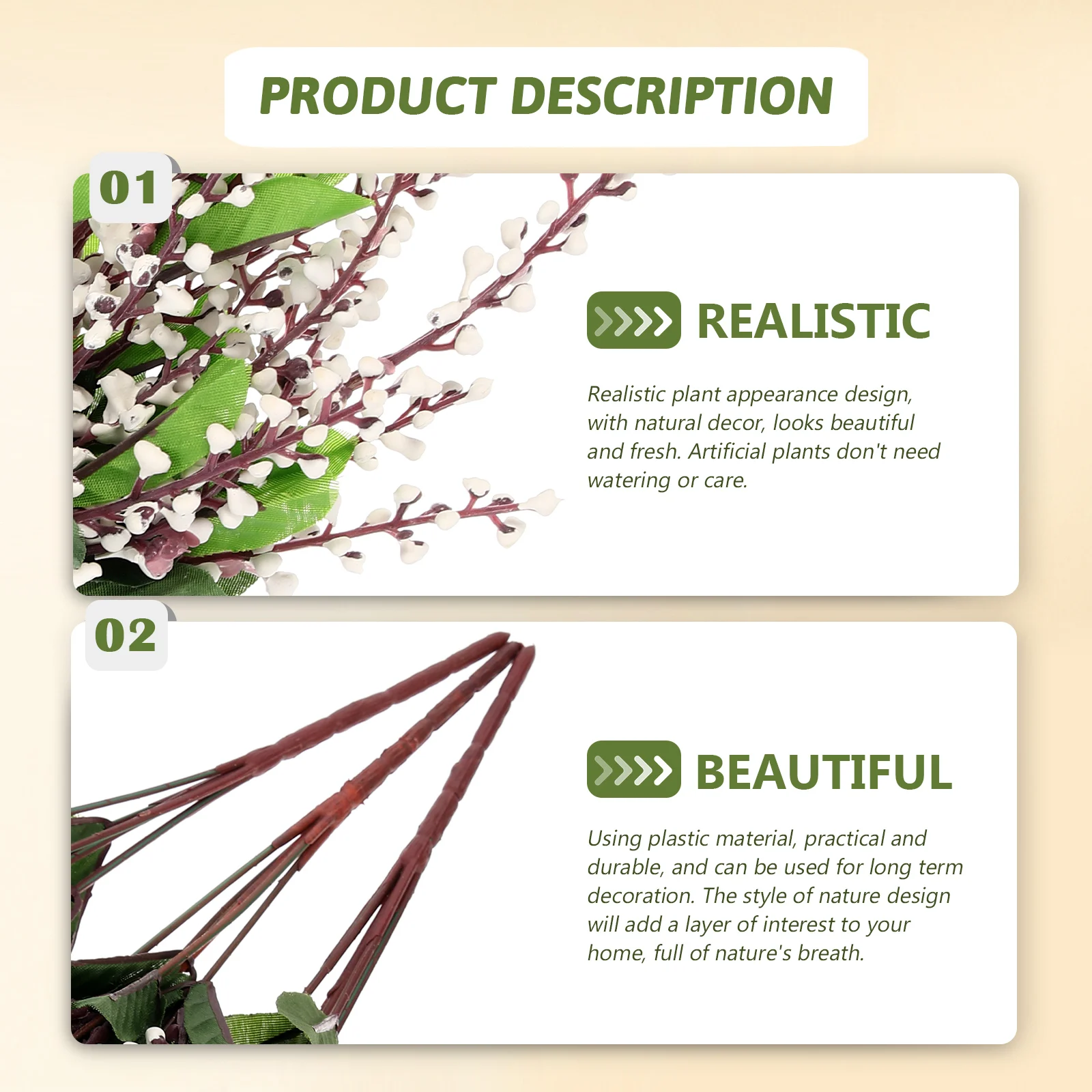 

3pcs Imitation Plant Fake Plant Ornaments Simulated Pearl Fruit Decorative Plants Plastic Wedding Party Decoration Diy