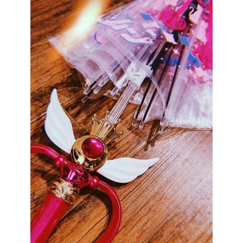 Sailor Moon Umbrella Glowing Fairy Magic Cane Variety Sakura Cute Cute Girl Transparent Long Handle Princess Umbrella