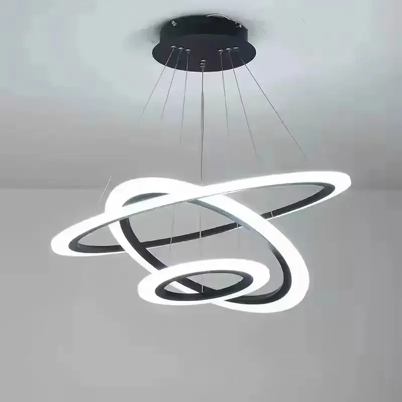 

Simple Modern Three Circles Ring Round Chandelier Scandinavian Living Room Home Chandelier Ceiling Lamp Jewelry Lighting