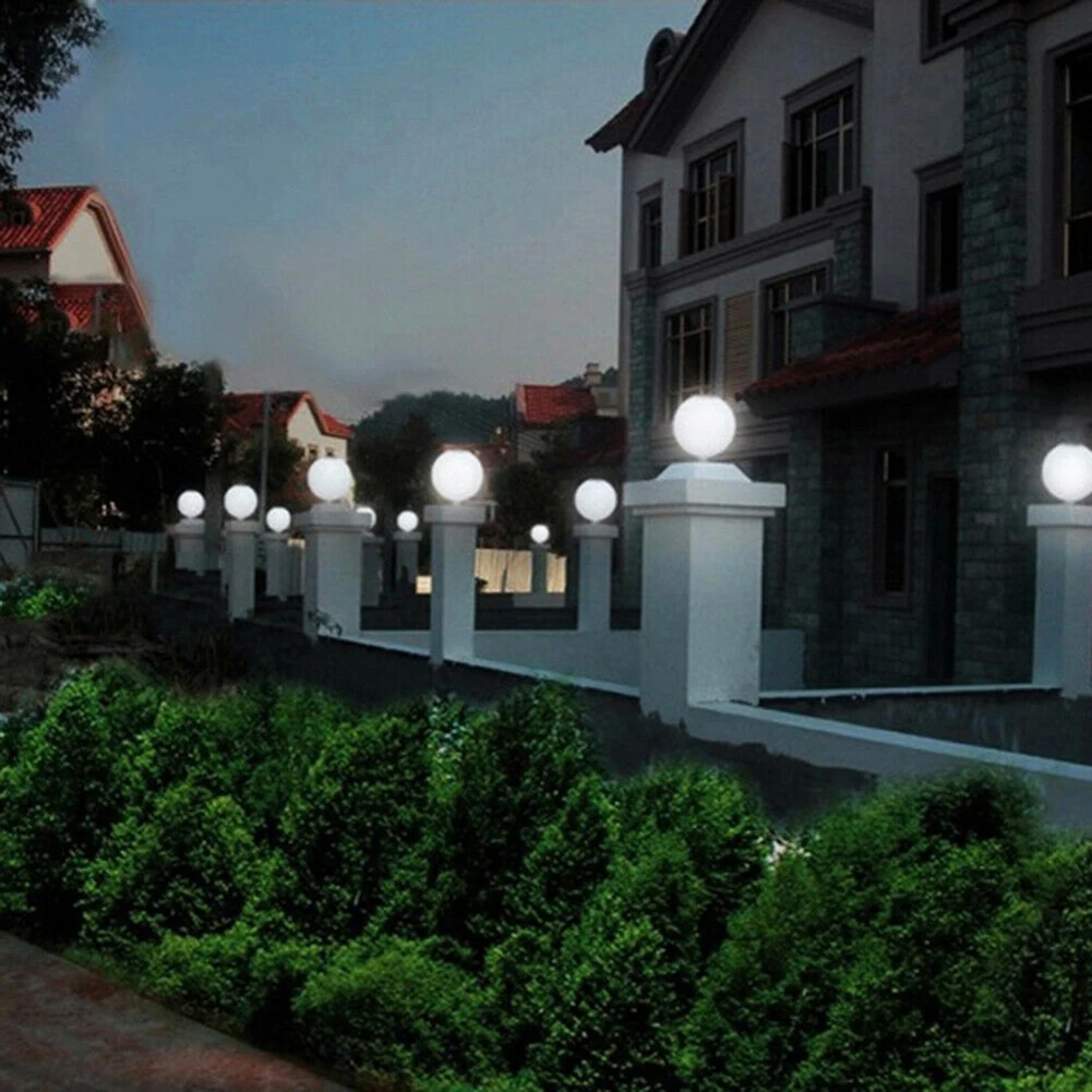 โคมไฟถนนกลางแจ้ง โคมไฟโซลาร์เซลล์ LED ทันสมัย สำหรับตกแต่งสนามหญ้า โคมไฟทรงกลมอะคริลิค