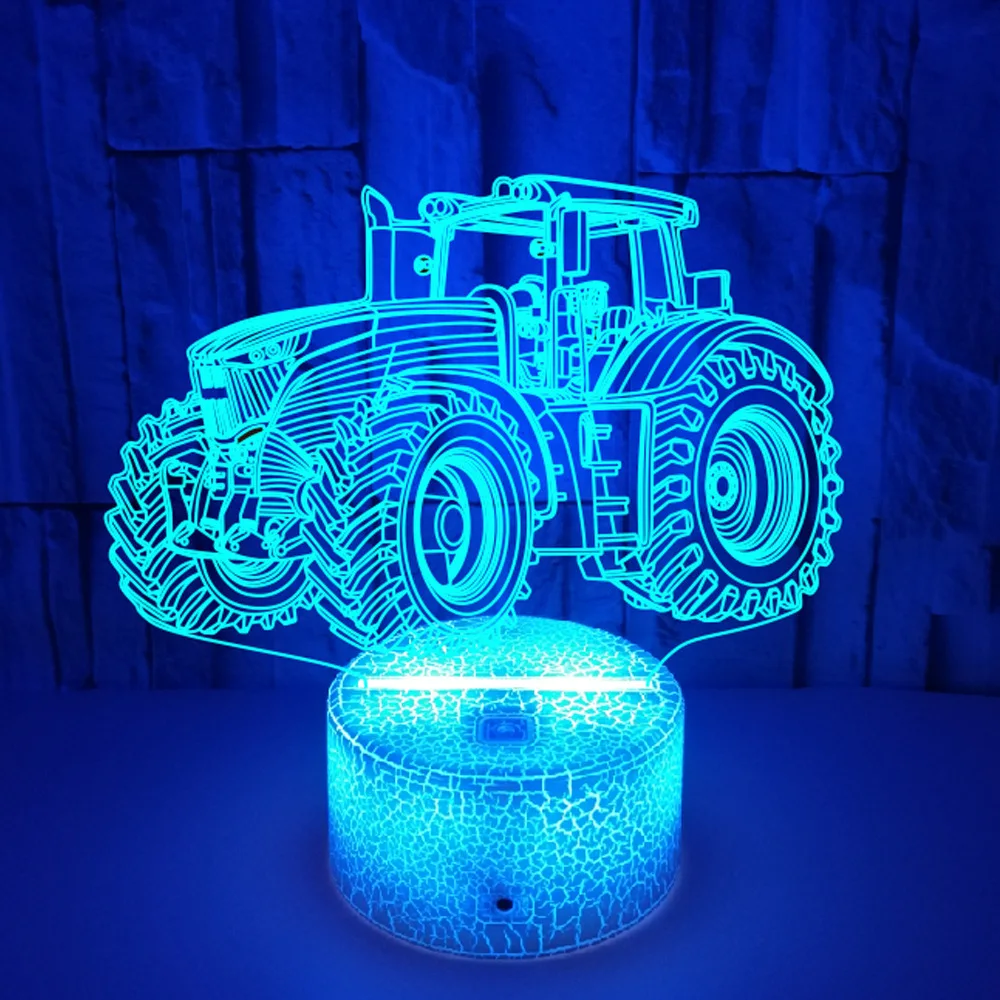 Nighdn 3D Illusion Lamp Tractor Night Light for Bedroom Decoration Led Table Desk Lamp Tractor Gifts for Boys Child Nightlight