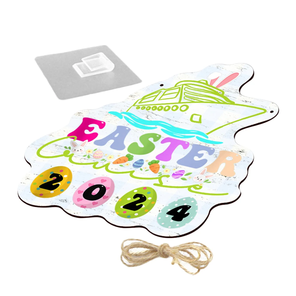 

Wooden Easter Pendant Hanging Plaque Decorative Door Sign Easter Plaque Ornament Party Hanging Decor Home Ornament