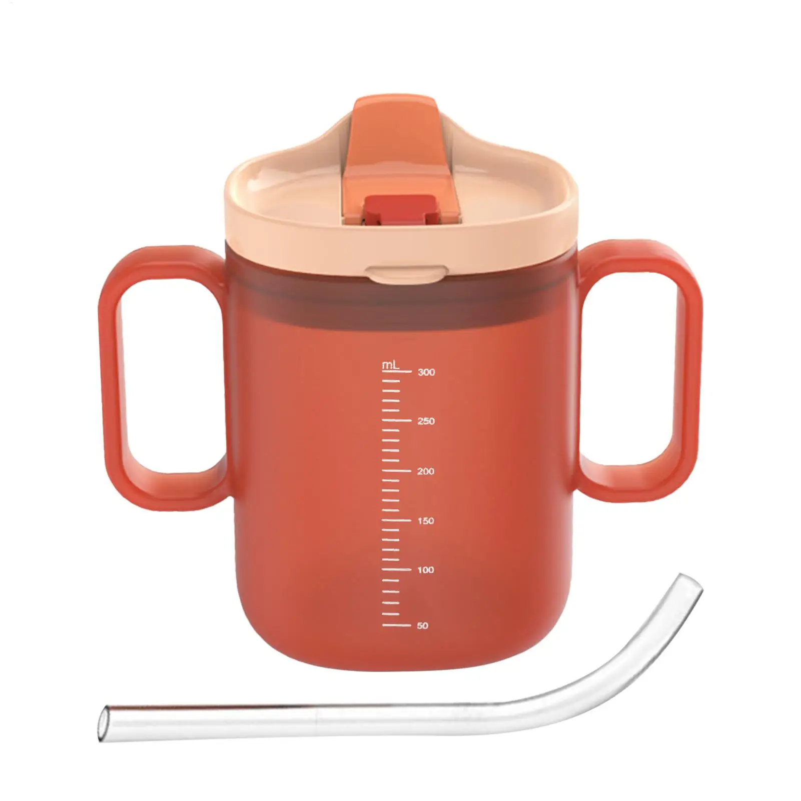 Elderly Care Cup 300ml Water With Handles Mugs With Straw Unspillable Anti-choking Recovery Feeding Drinking