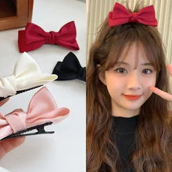 3D Red Bow Hair Pins Cute Princess Hair Clips Ribbon Women Fashion Hair Accessories Barrettes Headwear for Girls Korean 2024 New