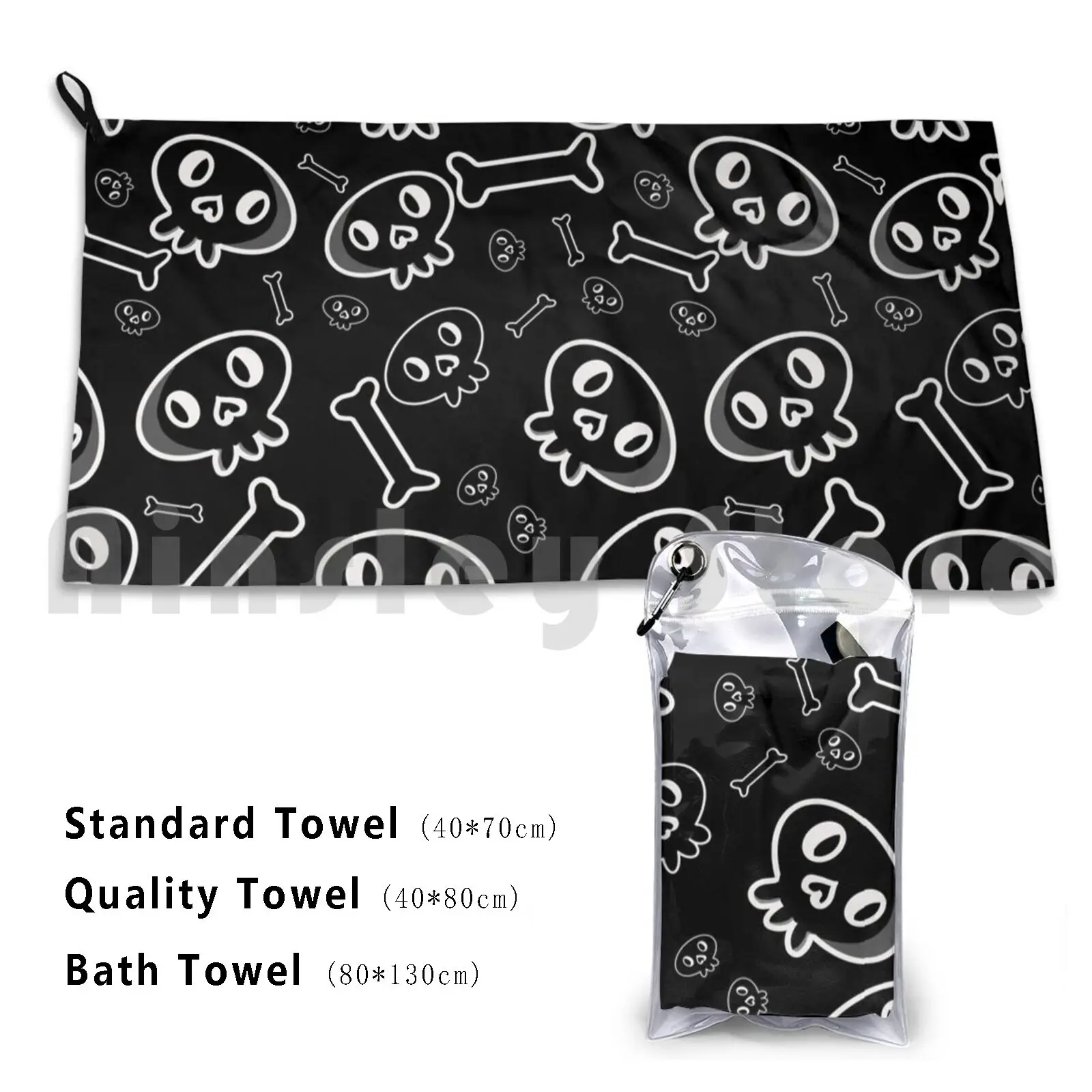 Skull And Bones Custom Towel Bath Towel Skull Bone Pattern Halloween Cute Scary Fun Spooky October