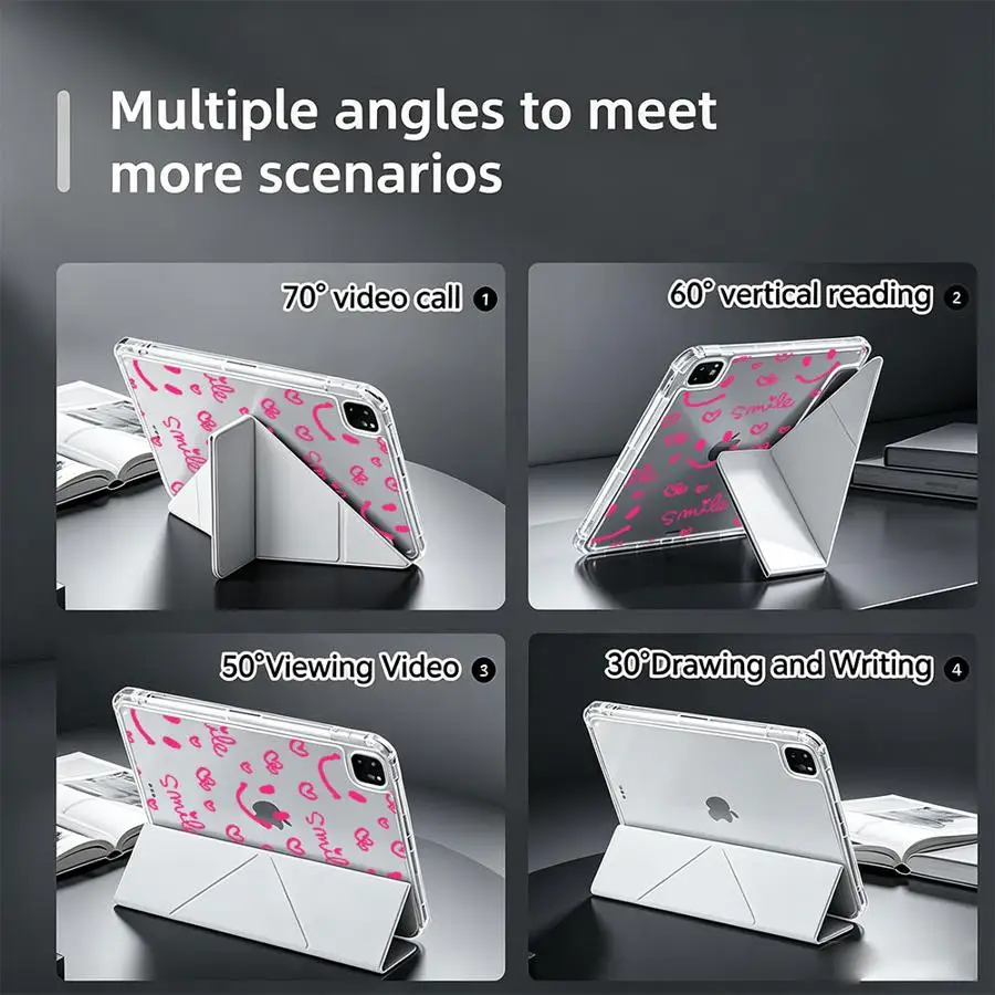 With Pen Slot Cover Tablet Case For Samsung Galaxy Tab S7 FE S8 A11 S10 Lite A8 A9 Plus S9 Plus Sweet Pink Smile