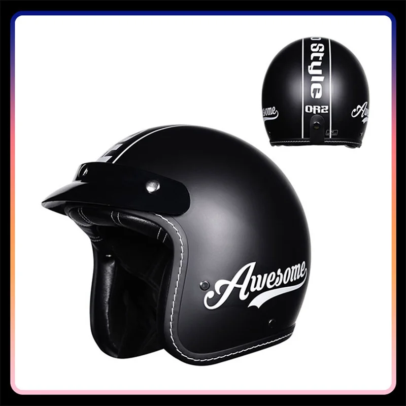 

Men Women Retro Jet Riding Helmet Open Face Motorcycle Helmets 3/4 Open Half Helmet for Moped ATV Motorbike Cruiser Scooter DOT