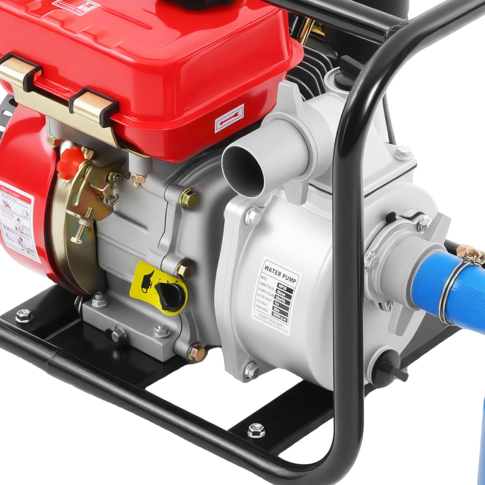 7.5hp 210cc 4-Stroke Diesel Engine Water Pump Air Cooled Single Cylinder 110gpm Flow Water Transfer Pump 2 Inch Water Pump for Farm Irrigation Drainage