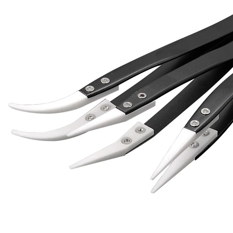 BAAG-3Pcs  Tweezers With Black Handle Corrosion-Resistant Insulation Maintenance And Clamping Tools