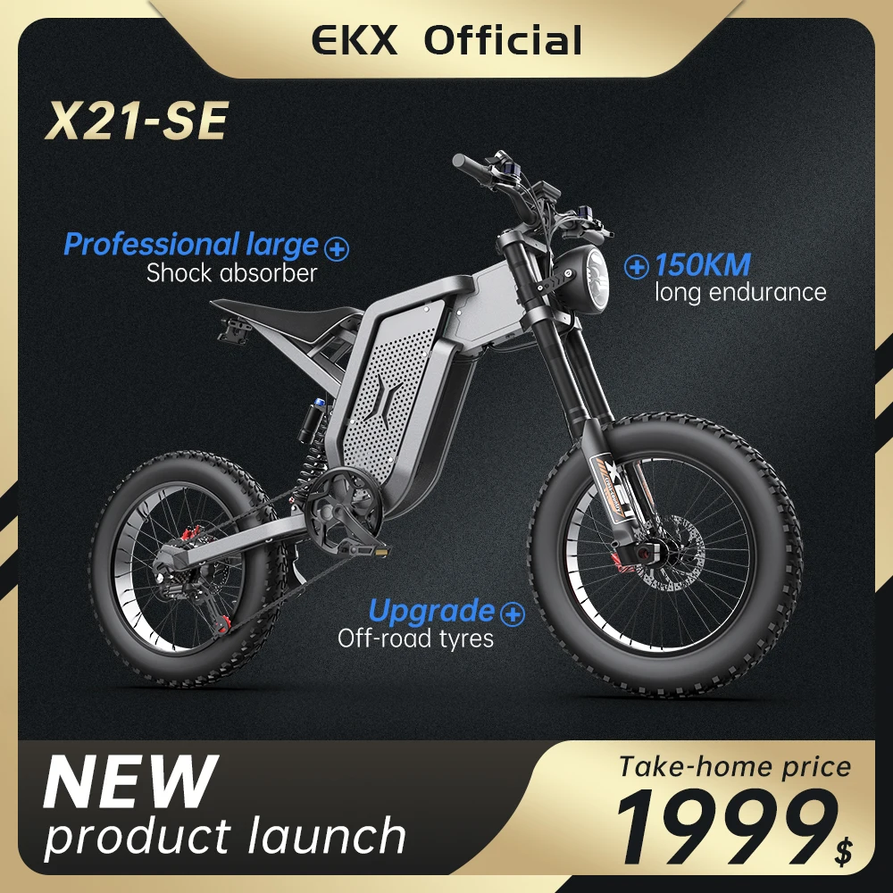 EKX X21 Adults Electric Bike 2000W 48V35AH Samsung 21700 Battery Snow Electric motor vehicles 20 “* Off Road type Mountain