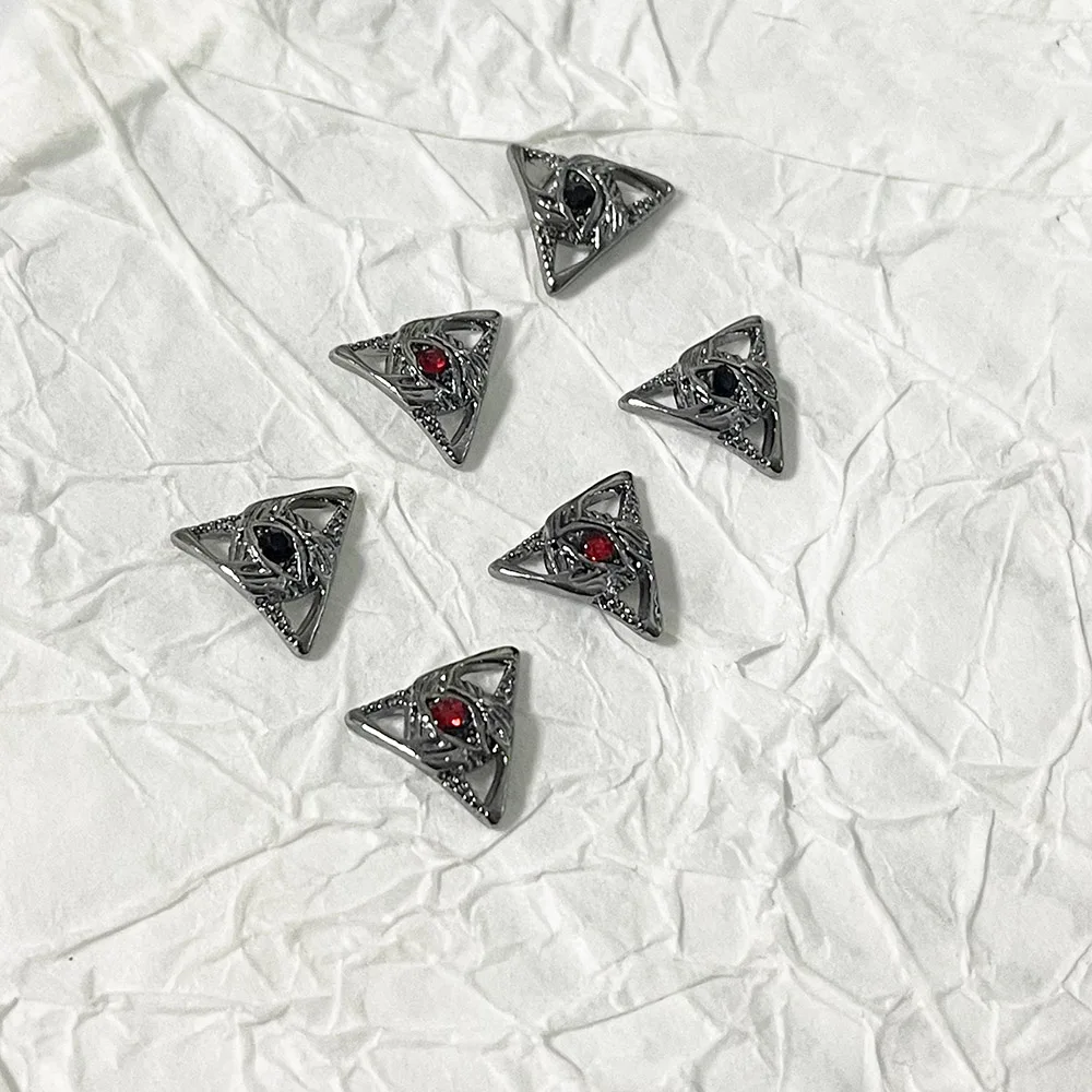 - All Seeing Eye- Vintage Darkness Nail Charms Holy Sacred Triangle Chrome Distress Silver Metal Alloy Eye DIY Nail Ornament 404