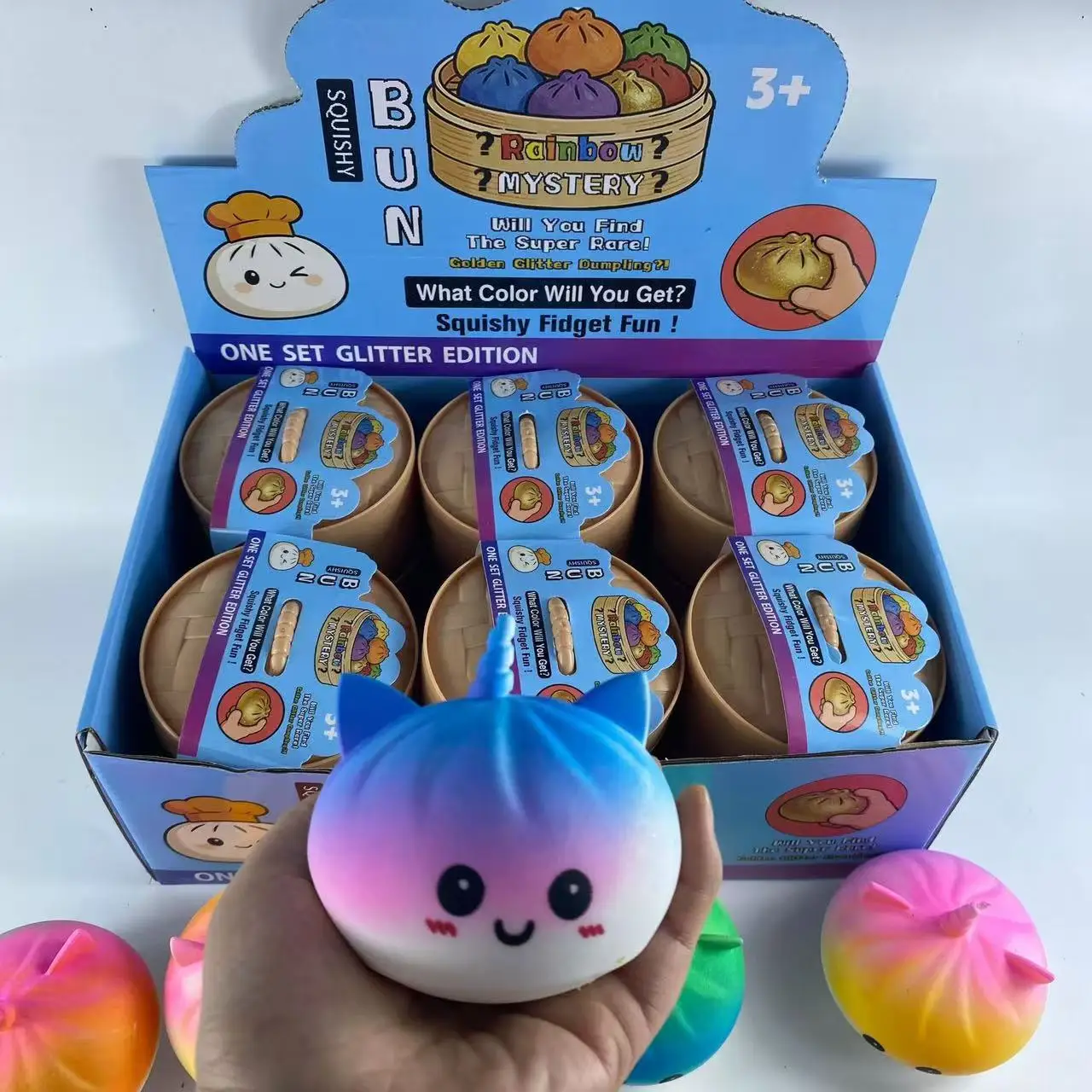 

Colorful Unicorn Buns Pinch Music Slow Rebound Decompression Toy Artifact Simulation Small Cage Bag Shape Vent Desktop Ornament