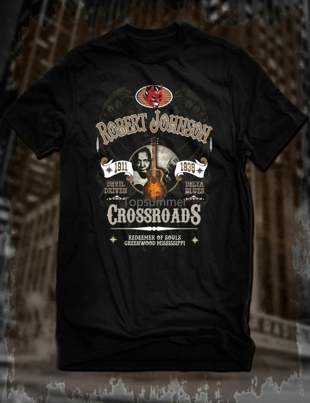 Camiseta negra de la música de Robert Johnson, Delta, Blues, Soul Crossroads 27, Devil, nueva