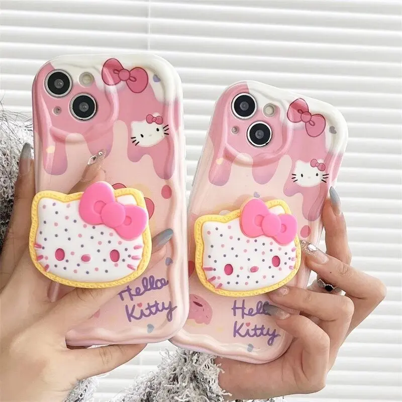 Sanrio casing braket gelang Hello Kitty, PENUTUP UNTUK OPPO Reno 12F 11 11F 5G 8 11 12 Pro 8T A58 A78 A79 A98 5G Reno 7 4G 5 6 Lite