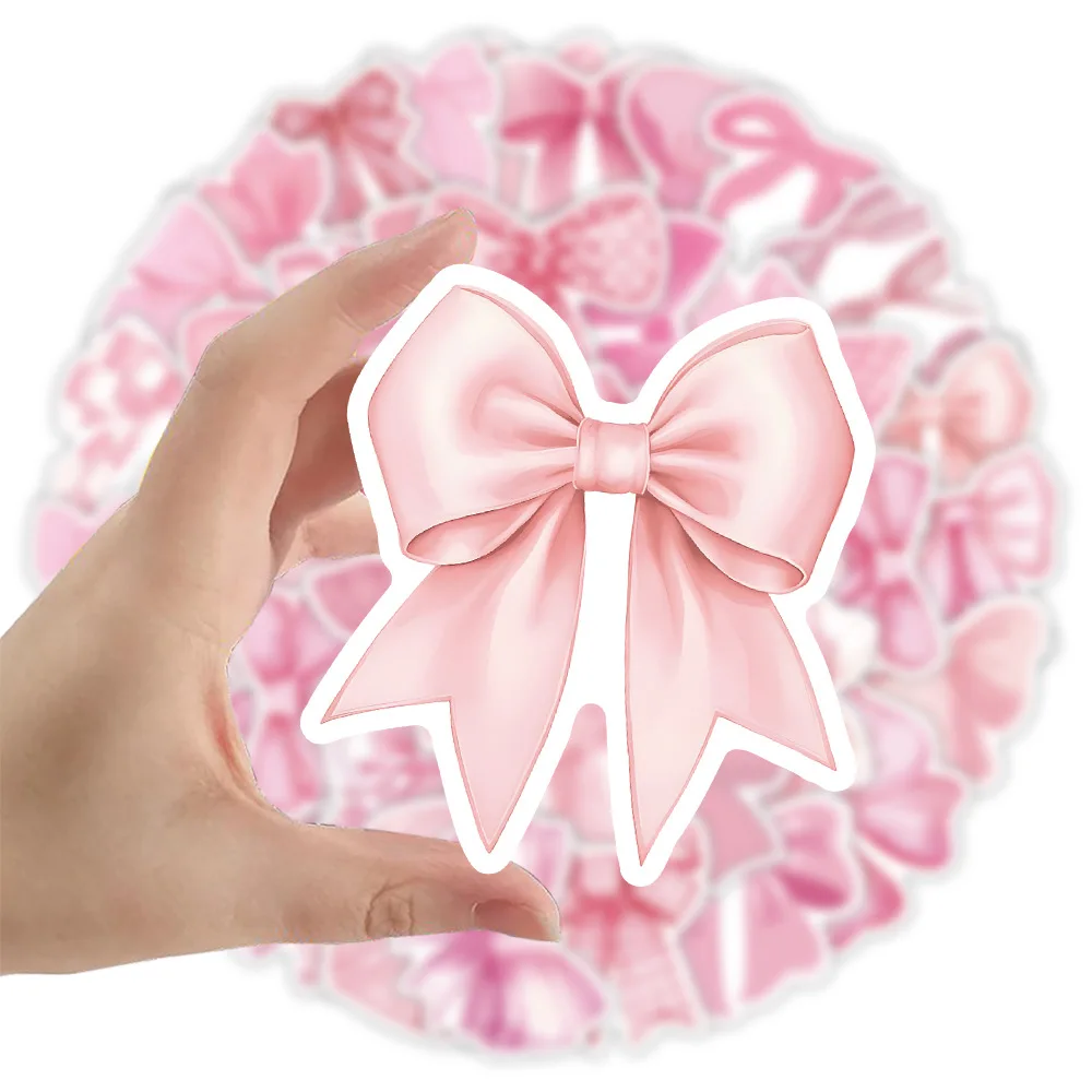 50/100 Stück Rosa Schleifen-Aufkleber Graffiti-Dekoration Kokette Schleifen-Sticker Scrapbook Gepäck Fahrrad Klassisches Kinderspielzeug Party-Geschenk
