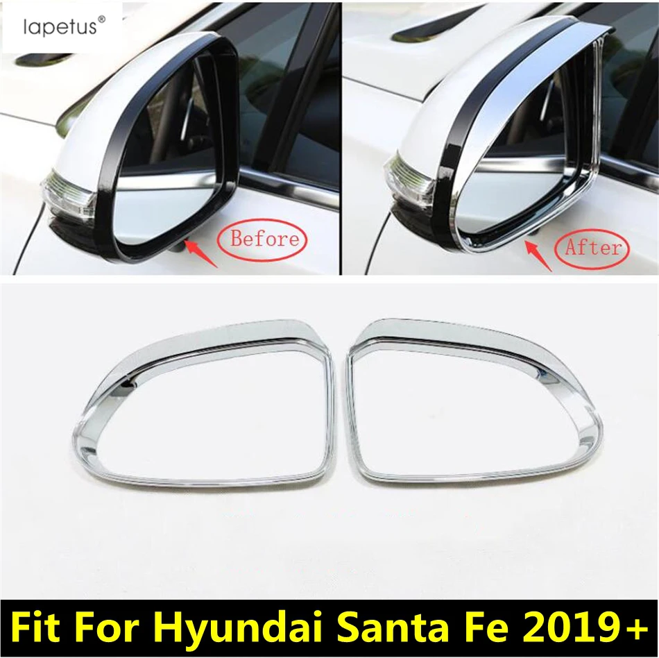 

Rearview Mirror Rain Eyebrow Frame Decoration Cover Trim Fit For Hyundai Santa Fe 2019 - 2023 ABS Chrome Accessories Exterior