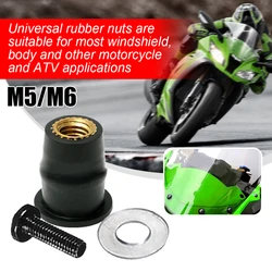 10Pcs/Set M5 5mm Metric Rubber Well Nuts Motorcycle Windscreen Windshield Fairing Cowl For Honda Suzuki Auto Motorbike Off-road