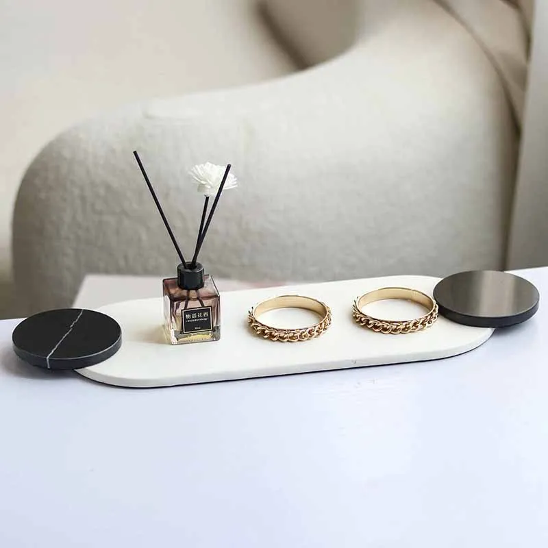 Modern Centerpiece Trays Able Top Tableware Put Tray Pretty Food Storage Ornaments Trays Marble Aesthetic Decoration Plate