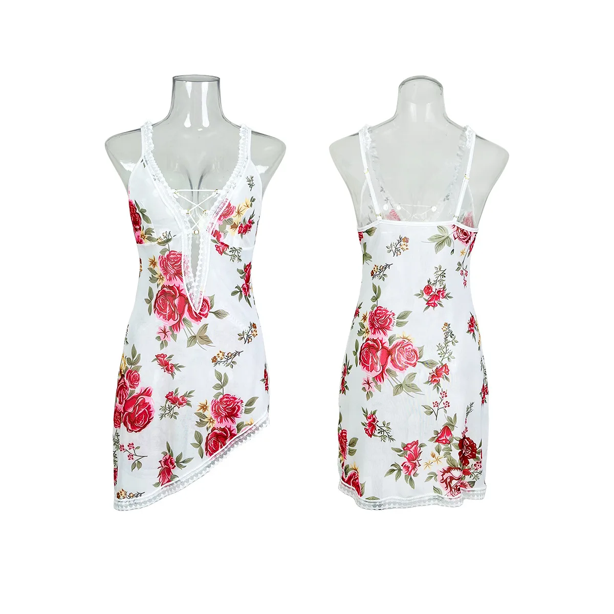 섹시한 서스펜더 드레스 잠옷 숙녀 잠옷 여름 레이스 잠옷 섹시한 잠옷