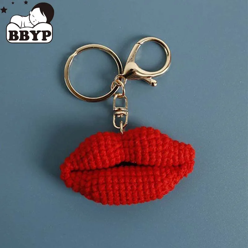 

Мультяшный милый брелок для рта, красные губы, кукла, брелок для ключей, вязаная игрушка, милая подвеска, сумка, аксессуары, игрушка ручной работы
