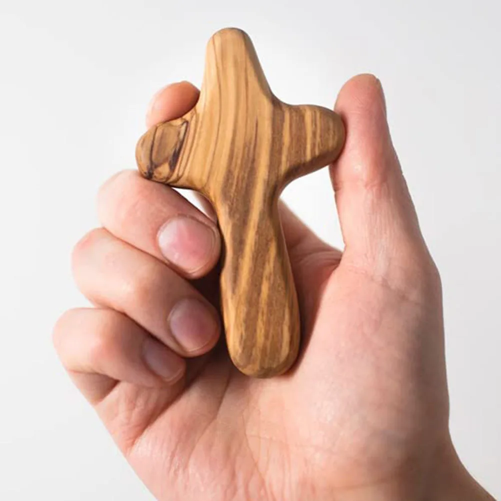 

2Pcs Olive Wood Cross Decorative Handheld Wooden Cross Ornament for Church Wedding Baptism Religious Crafts Home Tabletop Decor