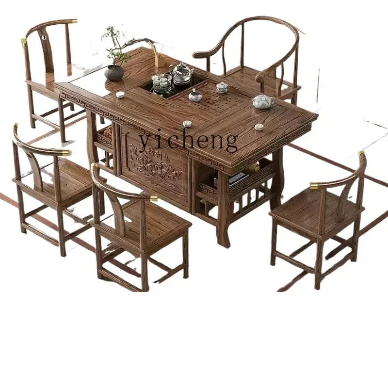 

HSN chair combination log coffee table tea set integrated office household small apartment Kung Fu tea table