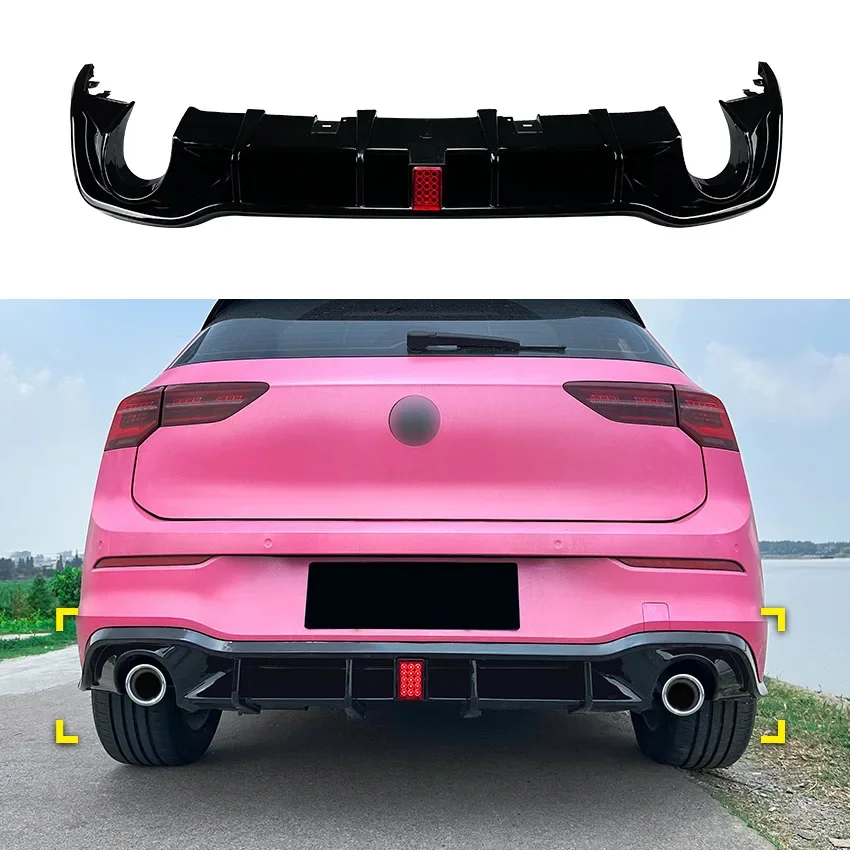 For VW Golf Mk8 Golf 8 GTI R-Line 2019-2024 Car Rear Valance With LED Light Rear Bumper Spoiler Splitter Modification Covers view 6
