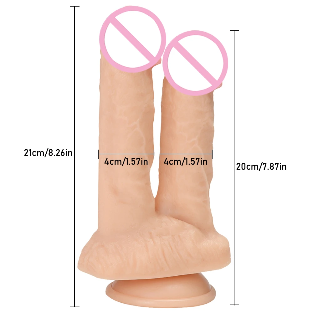 Huge Double Dildos Double Penetration Vagina and Anus Soft Penis with Suction Cup Double Headed Phallus Dick Sex Toys for Women