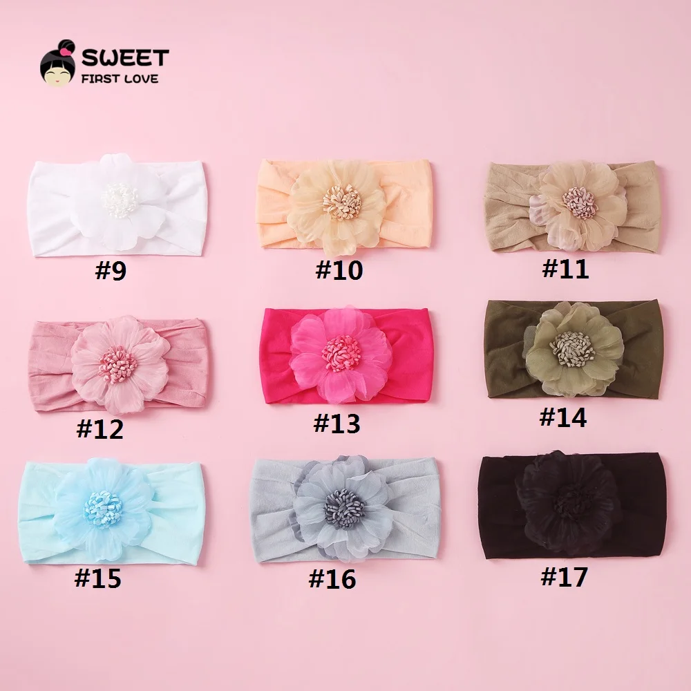 Chiffon Flower Baby Girls Headband Princess Children\'s Elastic Bands For Girl Hair Baby Accessories Newborn Photography Prop