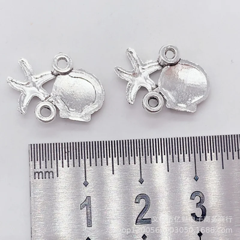 Factory Direct Sales 100Pieces DIY Ornament Zinc 13x18mm Double Hanging Starfish Shell Clothing Bag Connector