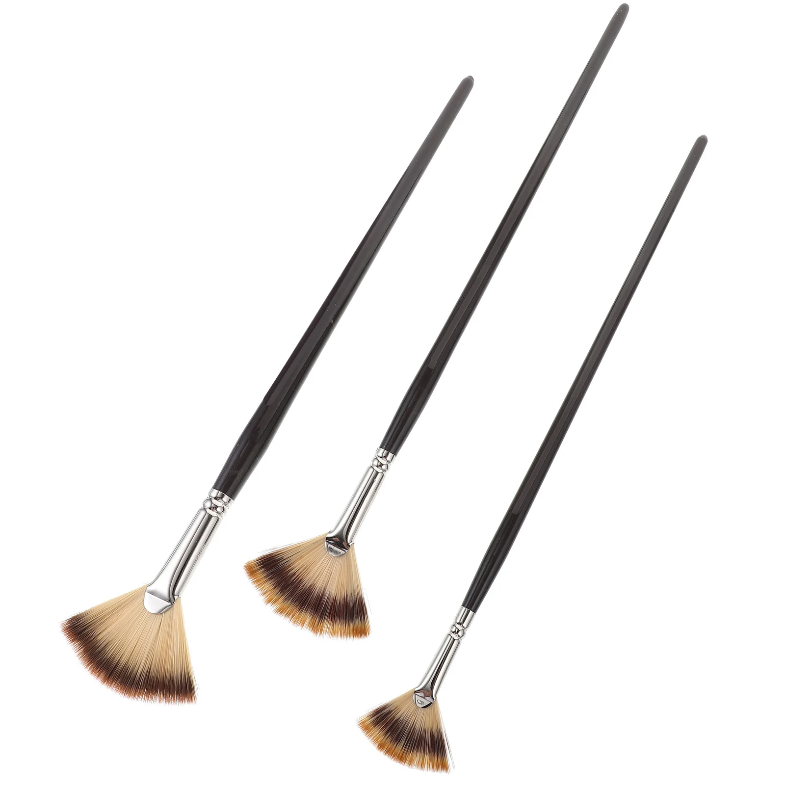 3 Pcs Oil Brush Set Beginner Artist Paint Acrylic Sector Painting Tool Fan Unused