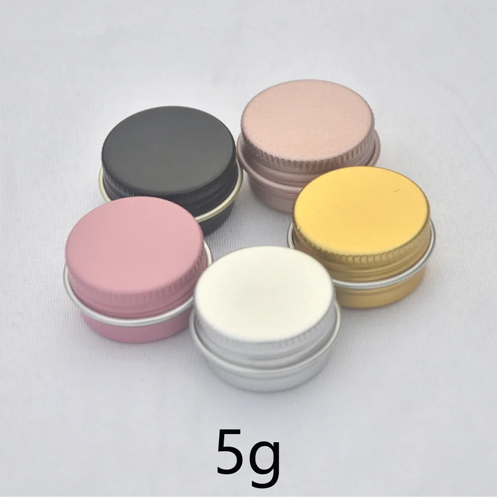 5g Refillable Aluminum Jar Cosmetic Lip Balm Honey Cream Containers Rose Gold Silver Pink Black Empty Metal Bottle