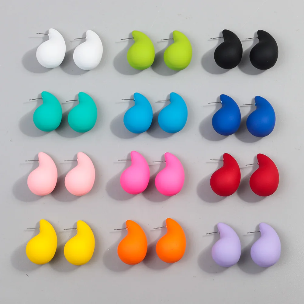 12 Colors Acrylic Extra Large Teardrop Earrings for Women Dupes Chunky Hoop Earrings Waterdrop Dome Lightweight Jewelry Gifts