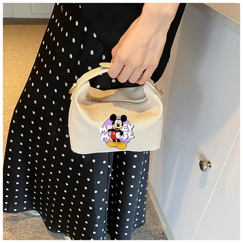 Disney Mickey Minnie Mouse Women's Shoulder Bag Cute Anime Printing Bags Fashion Cartoon Storage Handbag Birthday Party Gifts